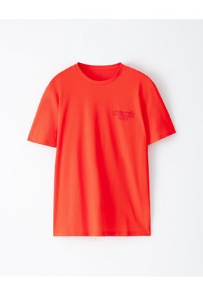Camiseta Regular Algodón Jersey Estampada Hombre Naranja