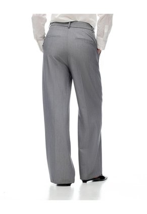 Pantalón Wide Leg Tiro Alto Gris Mujer Gris