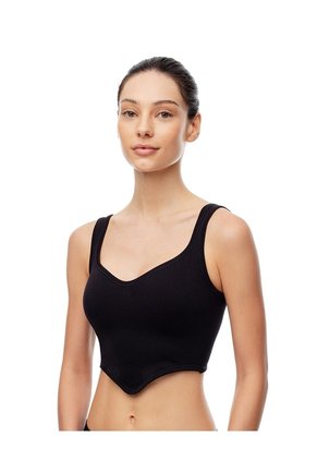 Crop Top Slim Seamless Negra Mujer Negro