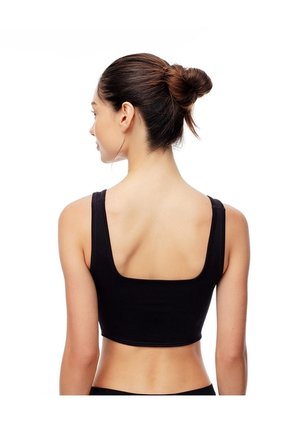 Crop Top Slim Seamless Negra Mujer Negro