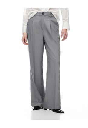 Pantalón Wide Leg Tiro Alto Gris Mujer Gris