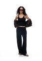 Camiseta Manga Sisa Slim Rib Algodón Negra Mujer Negro de Gef