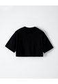 Camiseta Crop Regular Algodón Negra Mujer Negro de Gef