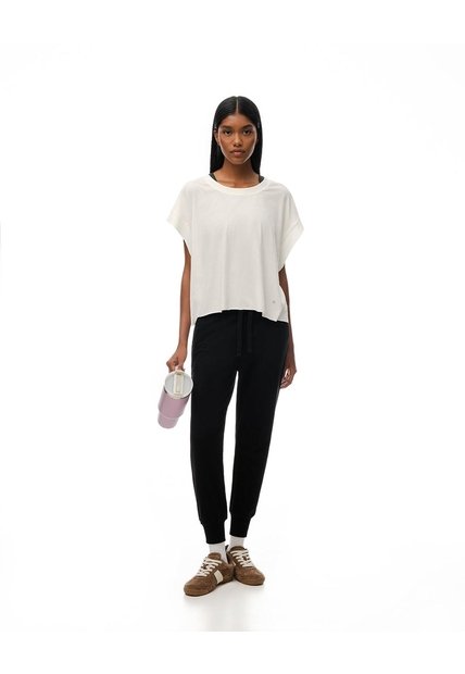 Jogger Tiro Medio Algodón Negro Mujer Negro