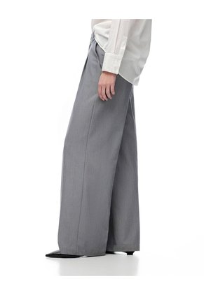 Pantalón Wide Leg Tiro Alto Gris Mujer Gris