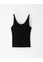 Camiseta Manga Sisa Slim Rib Algodón Negra Mujer Negro de Gef