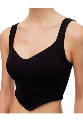 Crop Top Slim Seamless Negra Mujer Negro