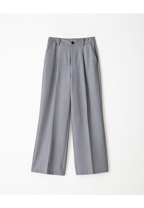 Pantalón Wide Leg Tiro Alto Gris Mujer Gris