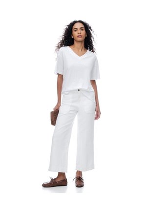 Jean Culotte Tiro Medio Blanco Mujer Blanco