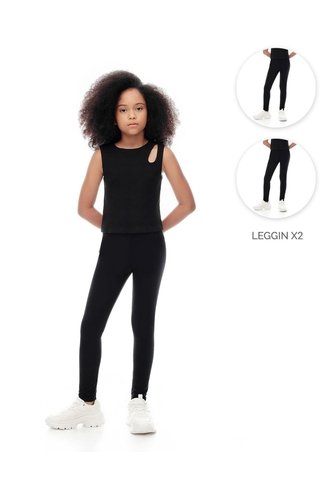 Legging Algodón X2unds Negro Niña Negro Gef