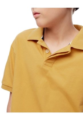 Polo Regular Algodón Mostaza Niño Ocre