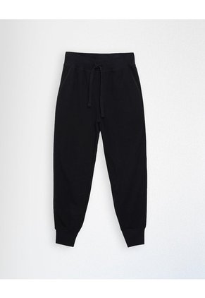 Jogger Tiro Medio Algodón Negro Mujer Negro