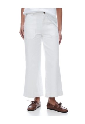 Jean Culotte Tiro Medio Blanco Mujer Blanco