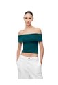 Top Off-shoulder Slim Algodón Verde Mujer Verde de Gef