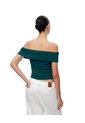 Top Off-shoulder Slim Algodón Verde Mujer Verde de Gef