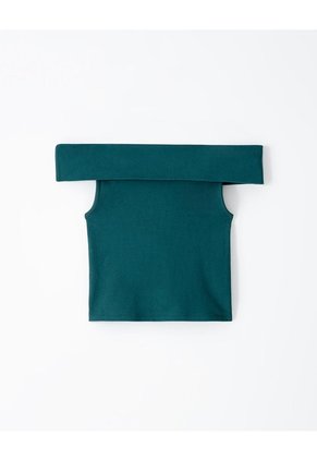 Top Off-shoulder Slim Algodón Verde Mujer Verde