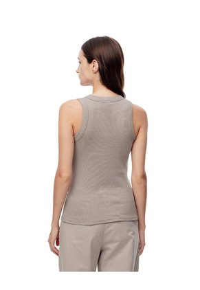 Camiseta Esqueleto Slim Rib Algodón Taupe Mujer Marron Claro