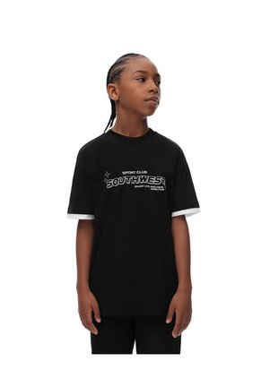 Camiseta Regular Algodón Negra Estampado Niño Negro