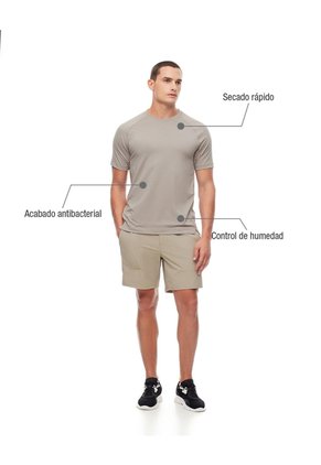 Camiseta Deportiva Control Humedad Café Hombre Marron Claro