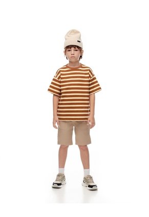 Camiseta Regular Algodón Rayas Niño Cafe
