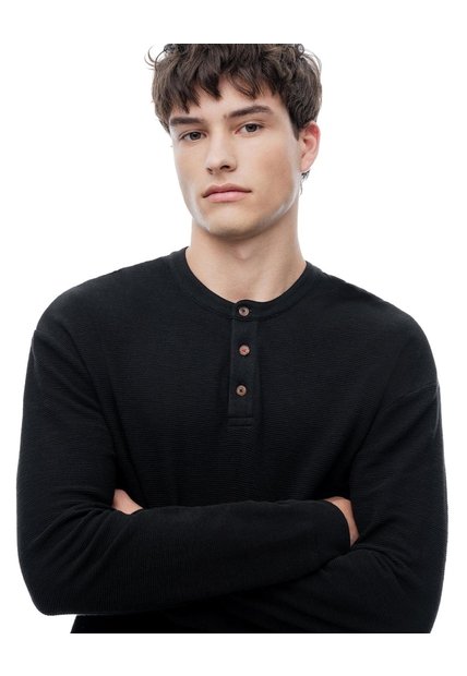 Camibuzo Regular Algodón Negra Hombre Negro