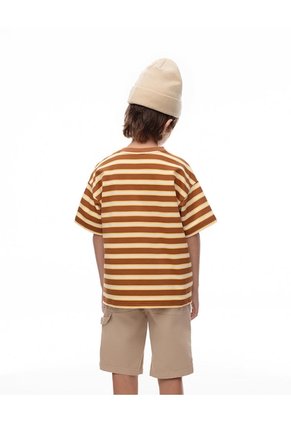 Camiseta Regular Algodón Rayas Niño Cafe