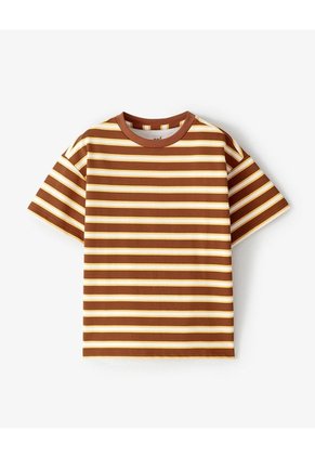 Camiseta Regular Algodón Rayas Niño Cafe