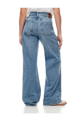 Jean Wide Leg Tiro Alto índigo Medio Mujer Azul Oscuro