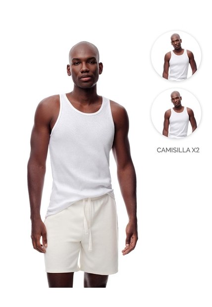 Camisilla Slim Rib Algodón X2unds Blanca Hombre Blanco