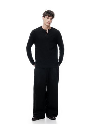 Camibuzo Regular Algodón Negra Hombre Negro