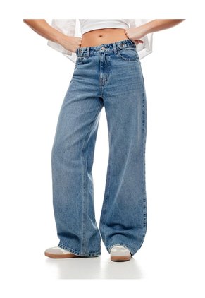Jean Wide Leg Tiro Alto índigo Medio Mujer Azul Oscuro