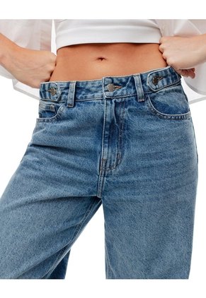 Jean Wide Leg Tiro Alto índigo Medio Mujer Azul Oscuro