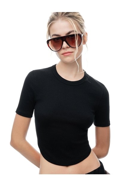 Camiseta Relax Algodón Negra Mujer Negro