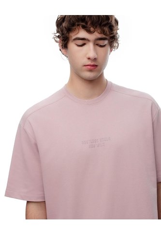 Camiseta Oversize Algodón Palo Rosa Estampada Hombre Rosa Claro Gef
