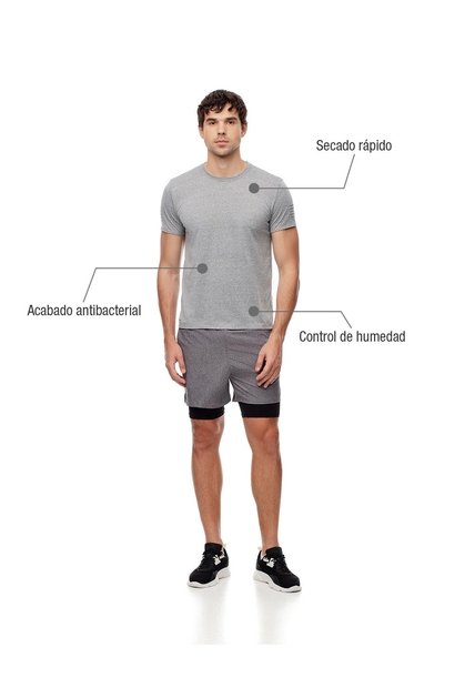 Camiseta Deportiva Control Humedad Gris Hombre Gris