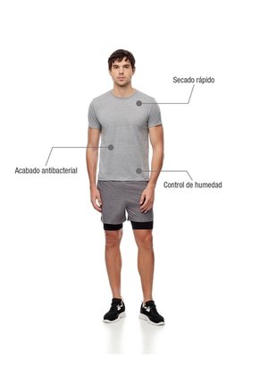 Camiseta Deportiva Control Humedad Gris Hombre Gris