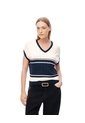 Chaleco Tipo Preppy Tejido De Punto Crema Mujer Azul de Gef