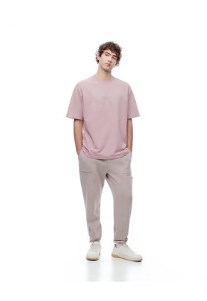Camiseta Oversize Algodón Palo Rosa Estampada Hombre Rosa Claro