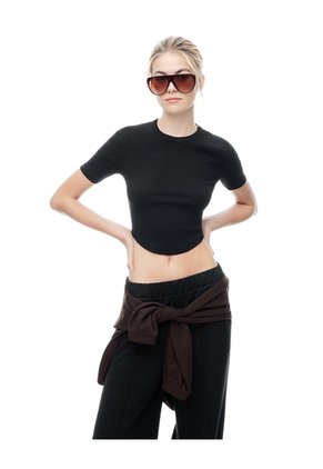 Camiseta Relax Algodón Negra Mujer Negro