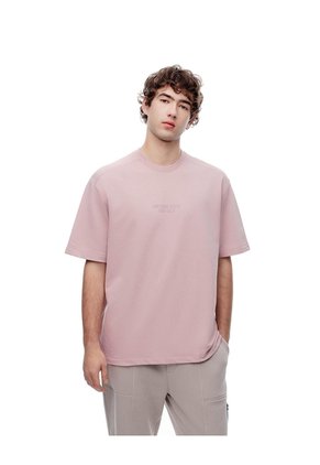 Camiseta Oversize Algodón Palo Rosa Estampada Hombre Rosa Claro