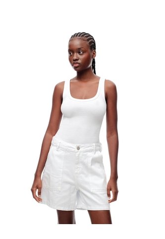 Short Tiro Alto Denim Blanco Mujer Blanco Gef
