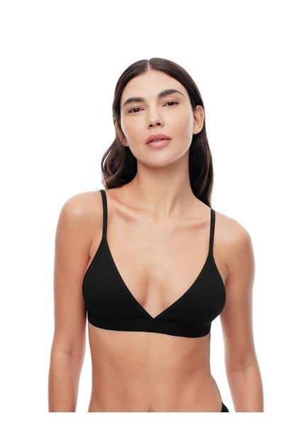 Top Soporte Medio Seamless Negro Mujer Negro