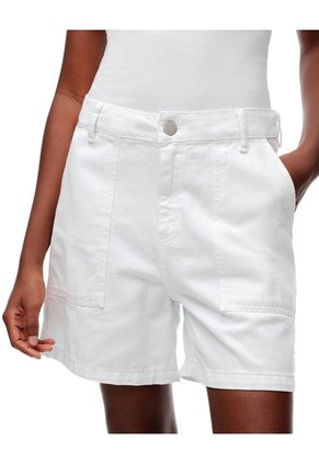 Short Tiro Alto Denim Blanco Mujer Blanco