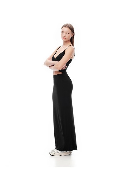 Vestido Largo Slim Cut Out Negro Mujer Negro