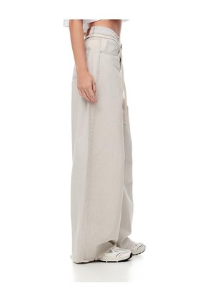 Jean Wide Leg Tiro Medio Gris Claro Mujer Azul