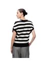 Chaleco Tipo Preppy Tejido De Punto Rayas Mujer Negro de Gef