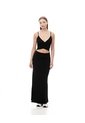 Vestido Largo Slim Cut Out Negro Mujer Negro de Gef