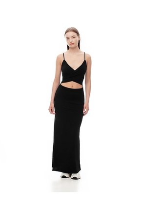 Vestido Largo Slim Cut Out Negro Mujer Negro