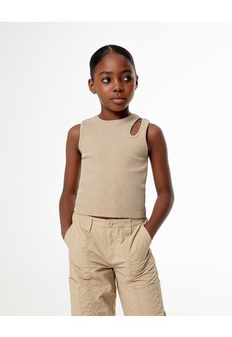 Camiseta Esqueleto Slim Rib Algodón Habana Niña Marron Gef