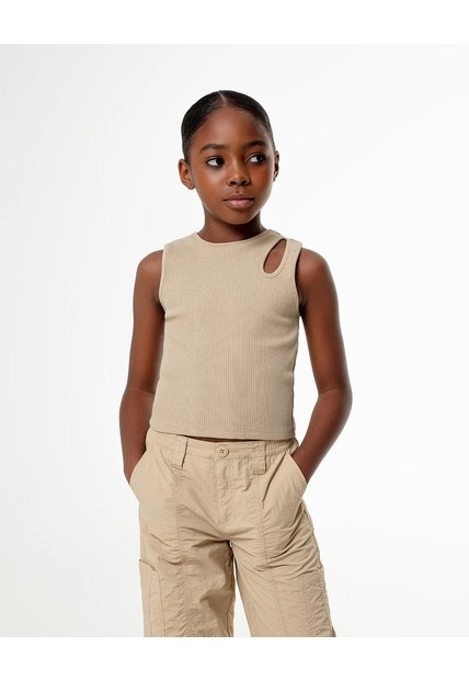 Camiseta Esqueleto Slim Rib Algodón Habana Niña Marron